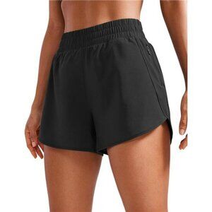 Womens High Waisted Running Shorts 3 Inch Quick Dry Gym Workout Zip Pocket